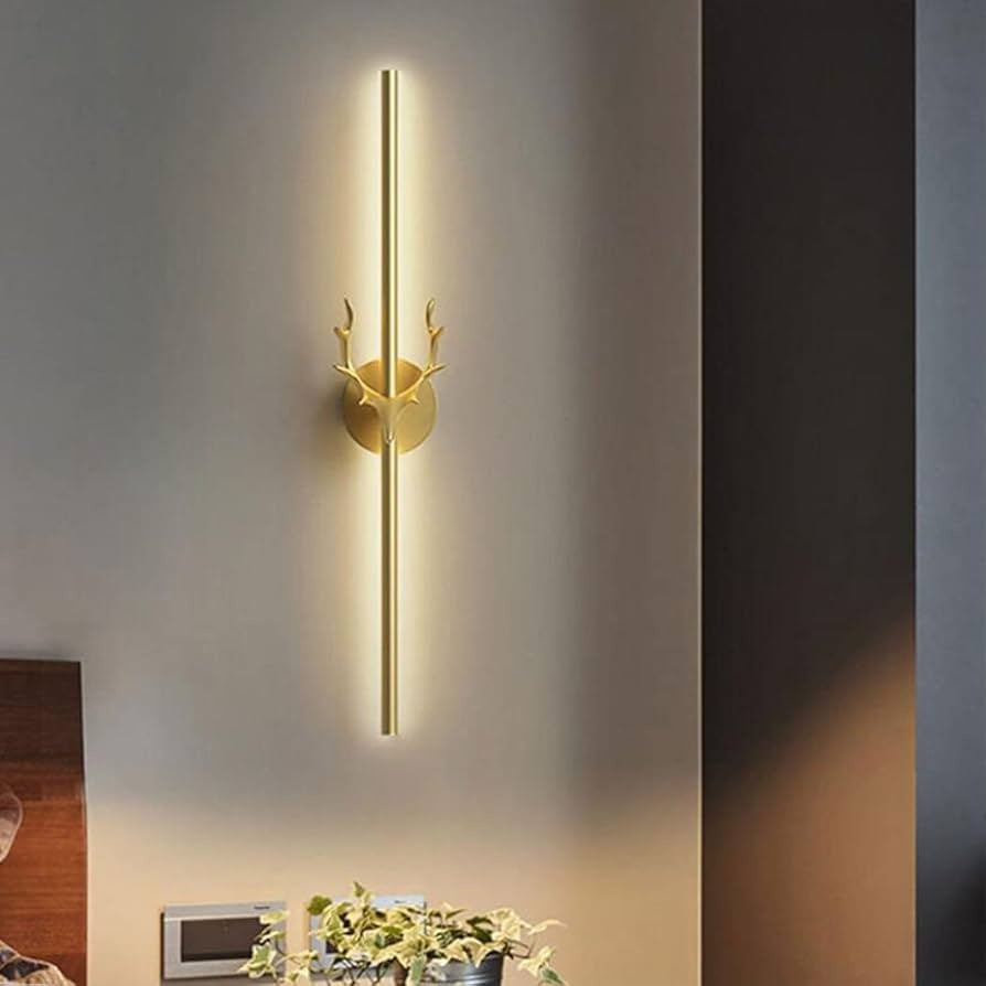 600 Modern Long Gold Deer Led Wall Lamp - Tricolor